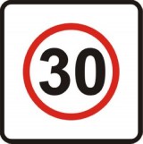 B-43 Strefa ograniczonej prędkości. Oznacza wjazd do strefy, w której obowiązuje zakaz przekraczania prędkości określonej na znaku. Znak określający dopuszczalną prędkość mniejszą lub równą 30 km/h oznacza, że umieszczone w strefie rozwiązania wymuszające powolną jazdę (progi zwalniające) mogą nie być oznakowane znakami ostrzegawczymi