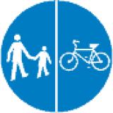 C-16 C-13 Droga dla pieszych i kierujących rowerami jednośladowymi. Umieszczone na jednej tarczy symbole znaków C-13 i C-16 oznaczają, że droga jest przeznaczona dla pieszych i kierujących rowerami jednośladowymi; Symbole oddzielone kreską pionowo oznaczają, że ruch pieszych i rowerzystów odbywa się odpowiednio po prawej i lewej stronie jezdni