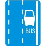 D-12 Pas ruchu dla autobusów. Oznacza kontynuację pasa ruchu przeznaczonego tylko dla autobusów lub trolejbusów oraz innych pojazdów wykonujących odpłatny przewóz osób na regularnych liniach. Umieszczony na znaku napis TAXI oznacza, że na pasie oznaczonym tym znakiem jest dopuszczony także ruch taksówe