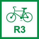 R-2 Szlak rowerowy międzynarodowy. Oznacza przebieg szlaku rowerowego międzynarodowego o numerze wskazanym na znaku